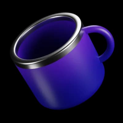 Taza de café 3D flotando sobre el mapa de Barcelona